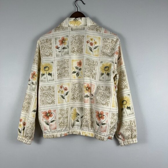 Vintage Alfred Dunner petite flower print jacket cream size M no tag - Picture 2 of 12